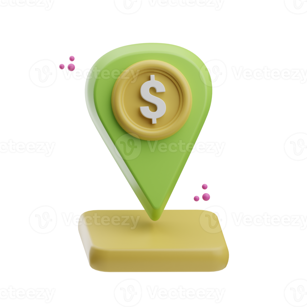 Finance And Business, location destination with dollar, 3D Icon Illustration png