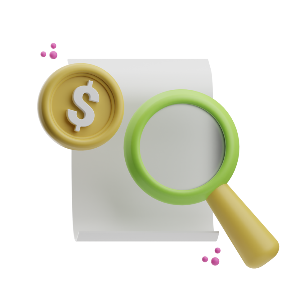 finança e negócios, procurar dados, 3d ícone ilustração png