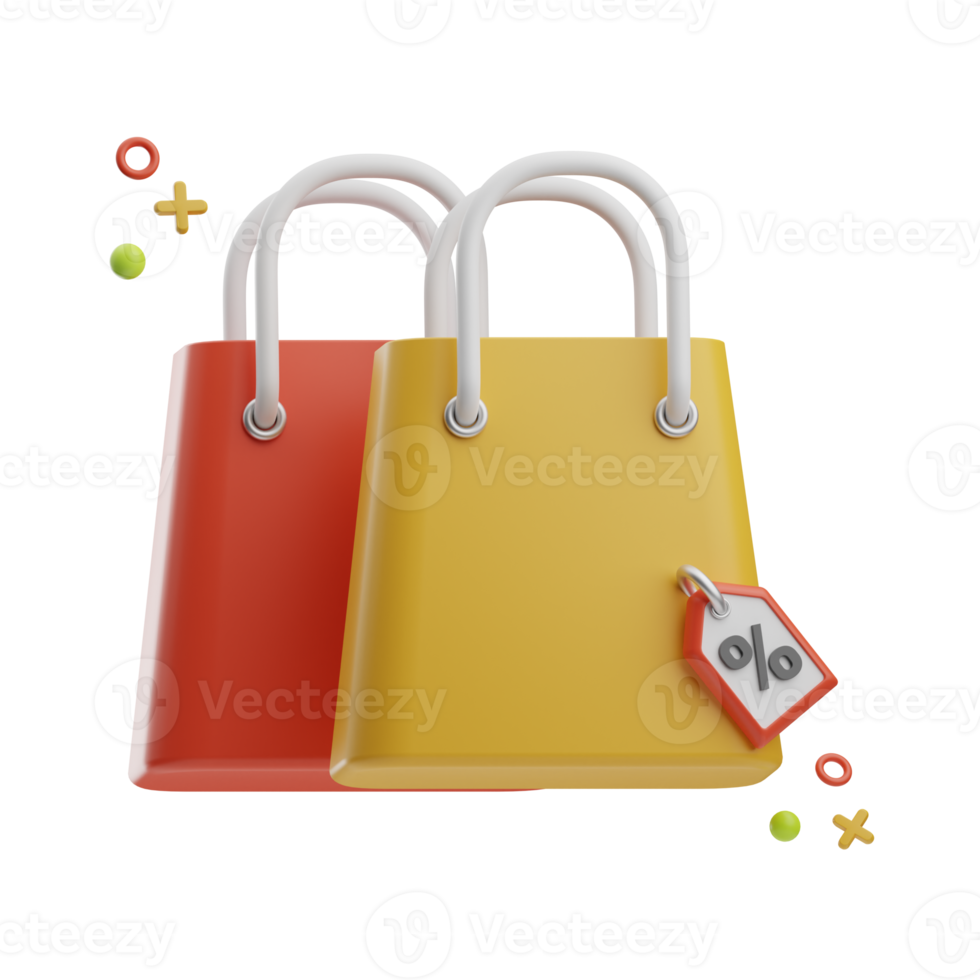 vacances, achats sac, 3d icône illustration png