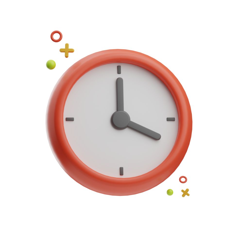 Holiday, clock red, 3D Icon Illustration png