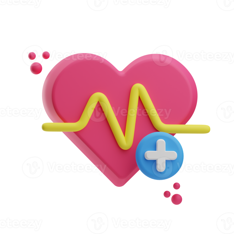 Medicine, heart beat, 3D Icon Illustration png