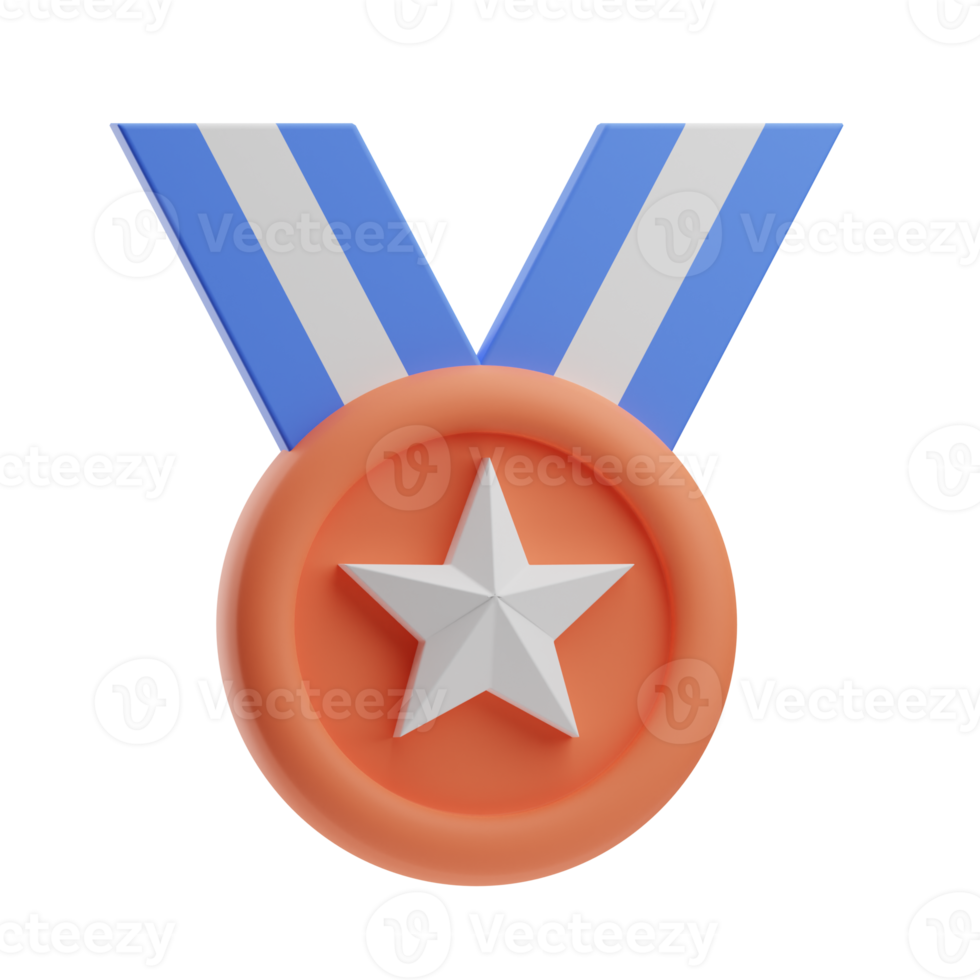 Online education medal on graduation 3D Illustration Kit png