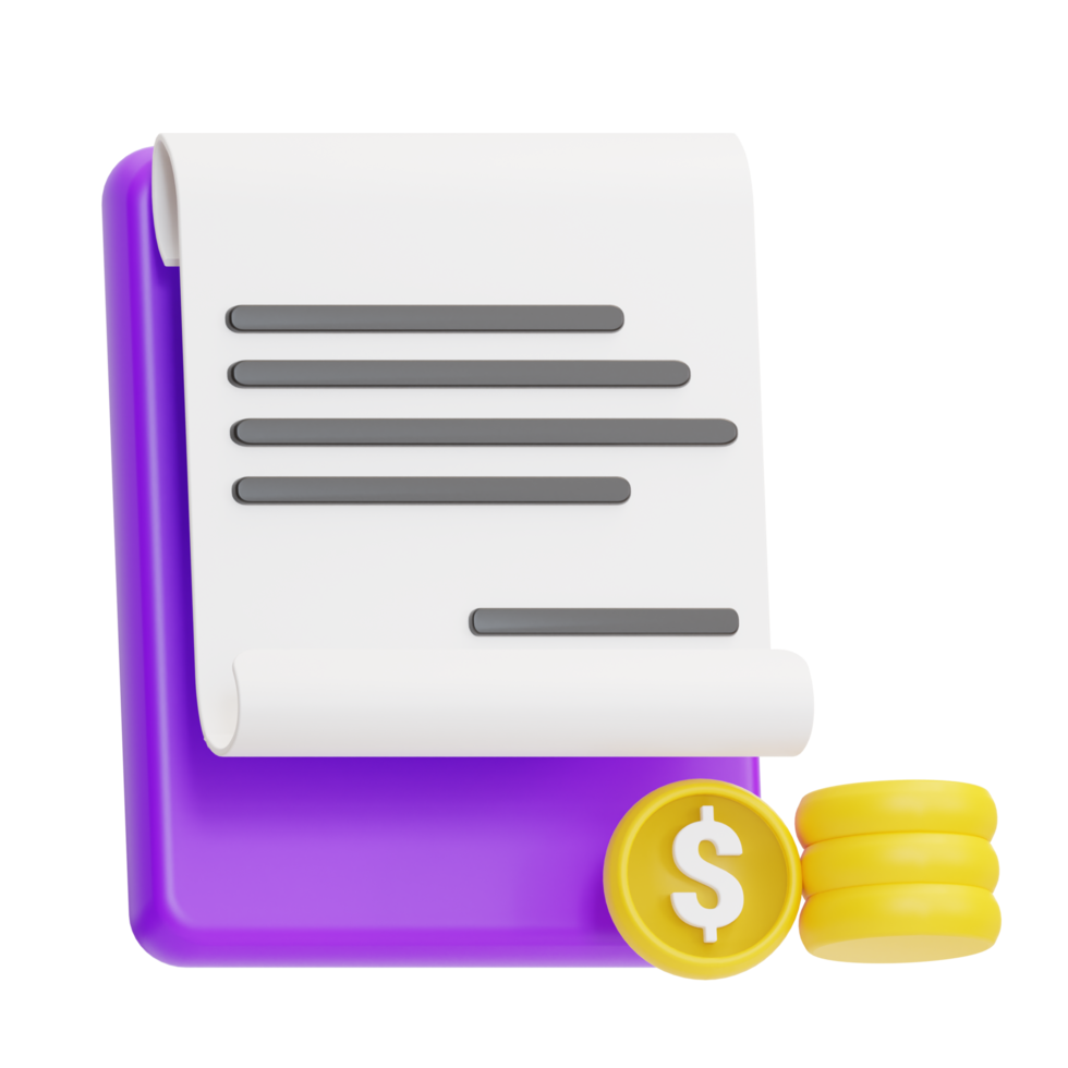 Payment Accountant, report with coin, Icon 3D Illustration png