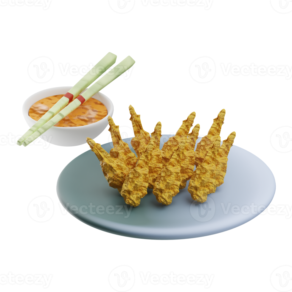 asiático comida tempura 3d ilustración png