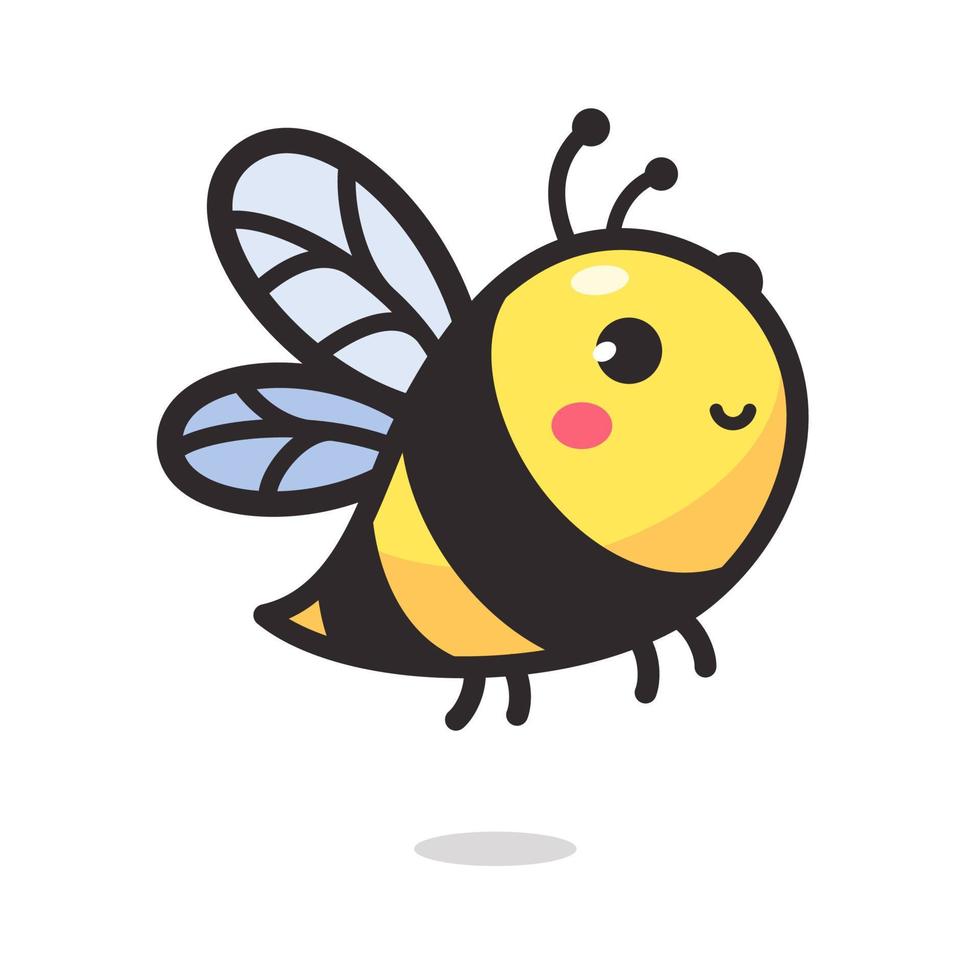 linda pequeño abeja sonriente para decorando postres con miel vector