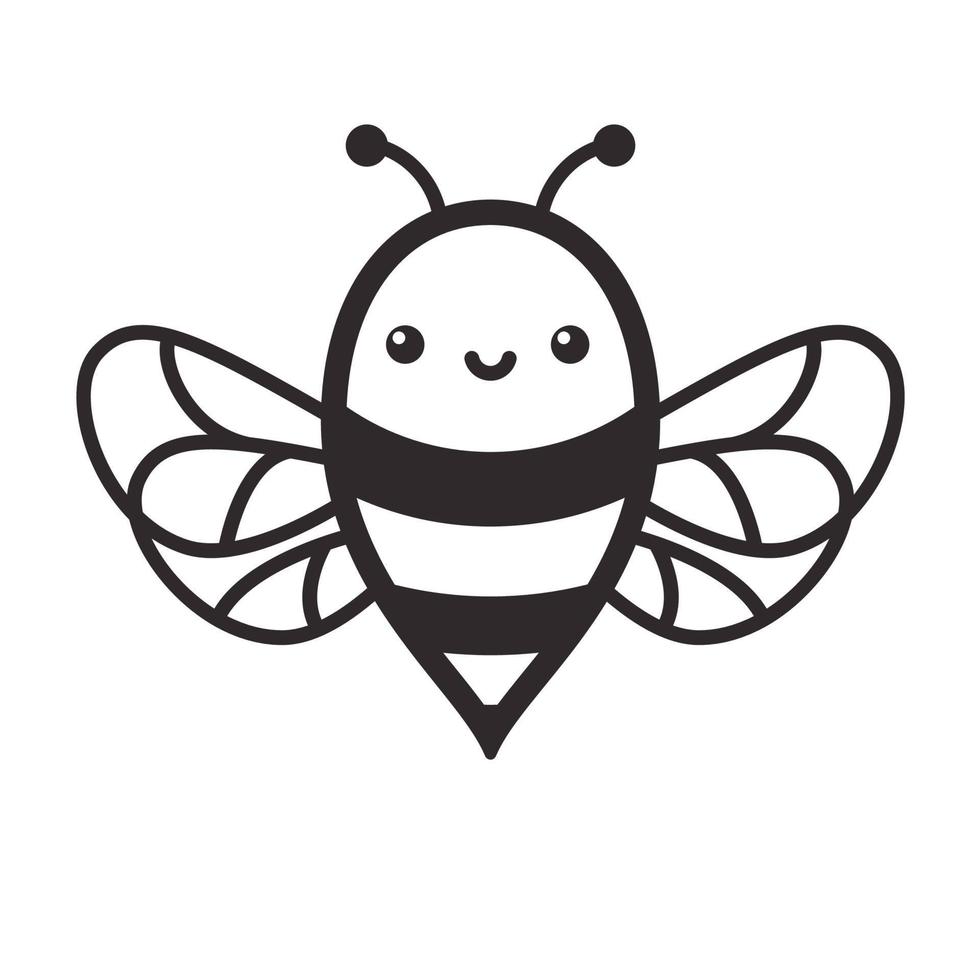 linda pequeño abeja sonriente para decorando postres con miel vector