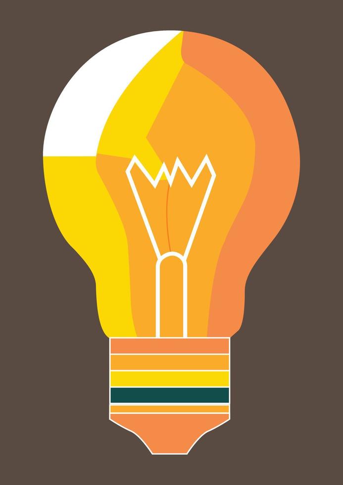 A yellow light bulb with the word light on it vector