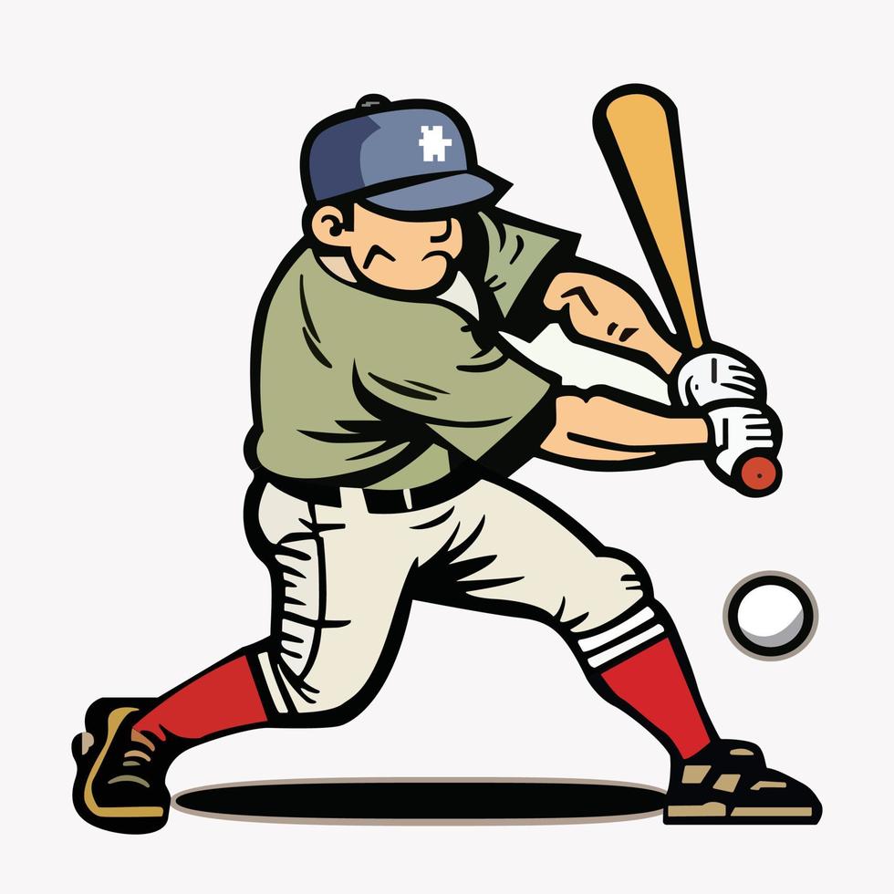 A cartoon of a baseball player wearing a blue and white uniform vector