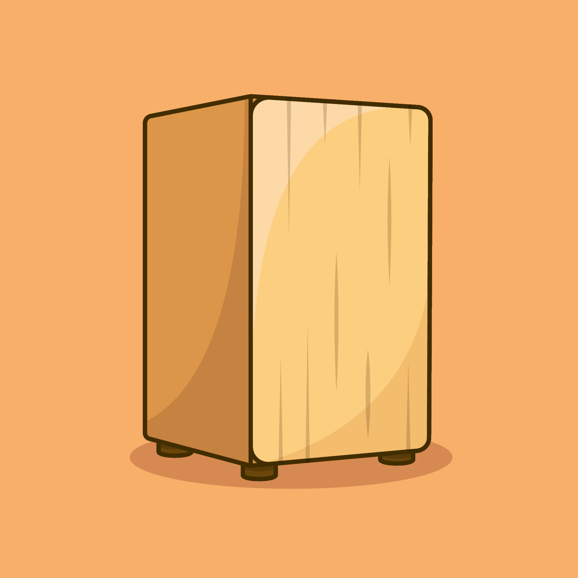 Cajon cartoon vector icon illustration. Flat cartoon style. Cajon