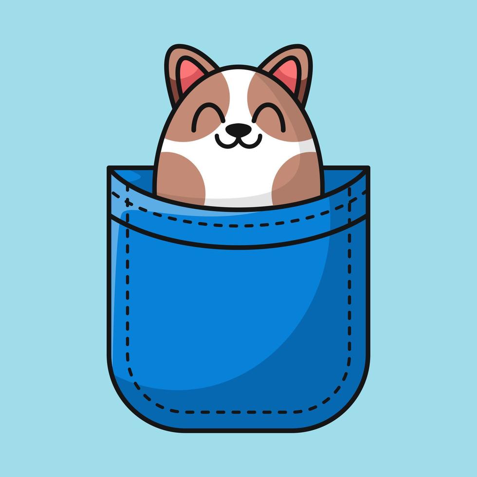 Cute hamster in the pocket. Vector illustration in flat style.