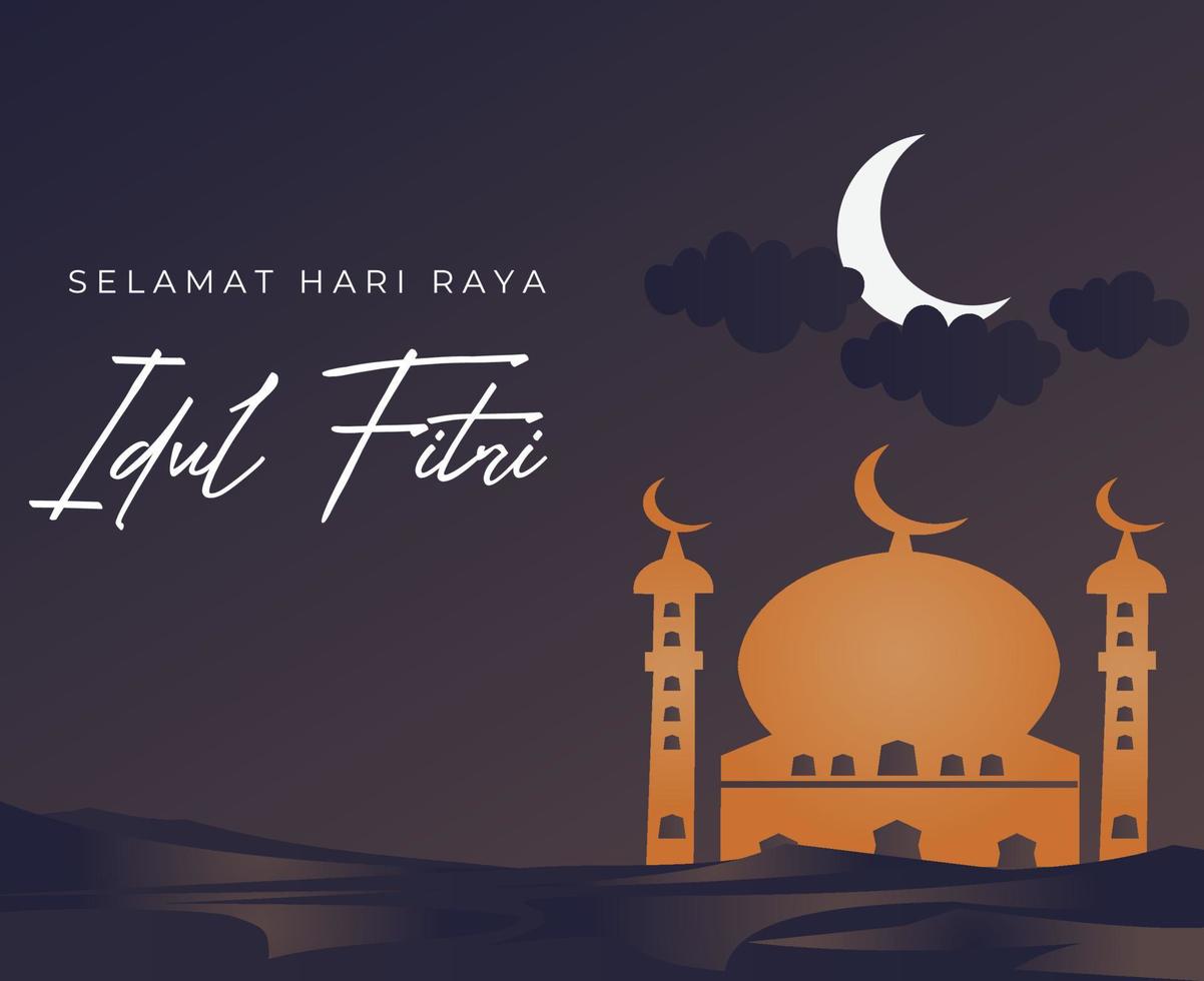 flat design vector eid al fitr celebration
