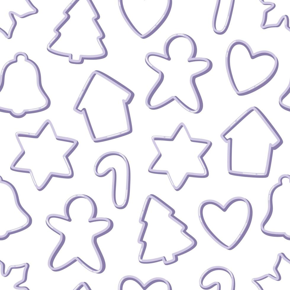 Form for cutting gingerbread seamless pattern. Christmas cookie, homemade cookie. vector