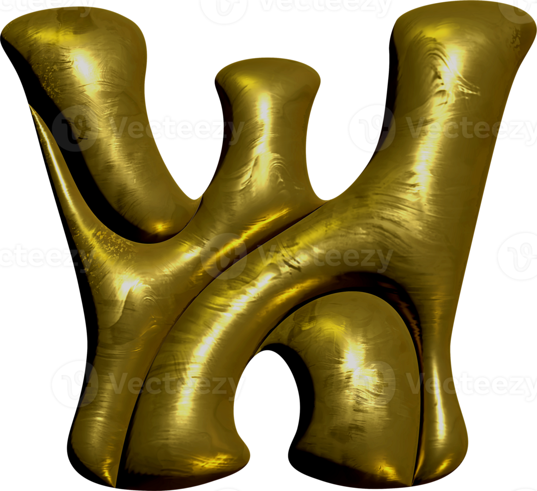 glimmend goud ballon metalen brief w hoofdstad. png