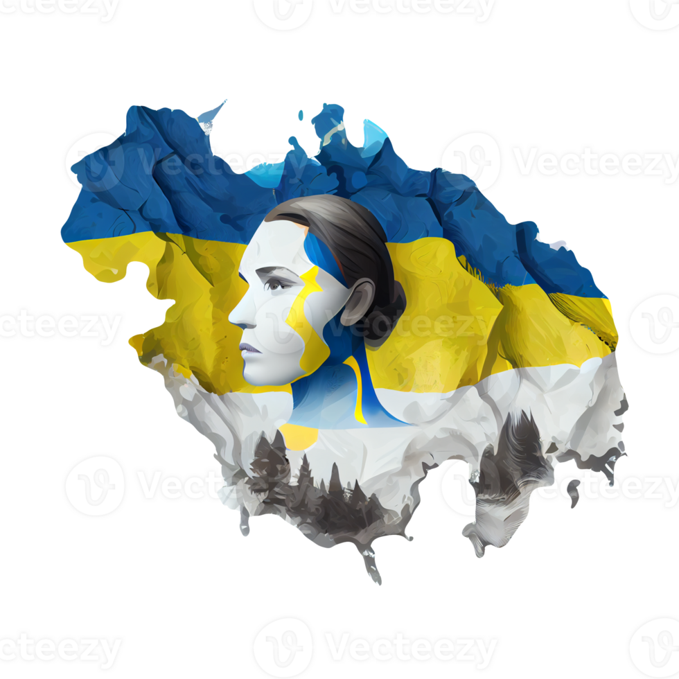 Ukraine Flag Woman illustration, beautiful women Ukrainian and EU artwork flags, png