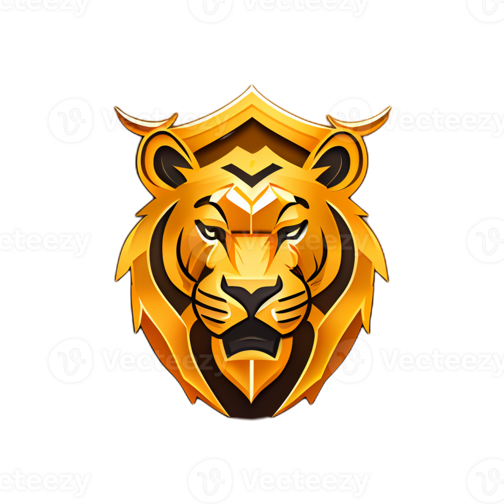 Tiger logo, simple and colorful illustration, transparent background, png