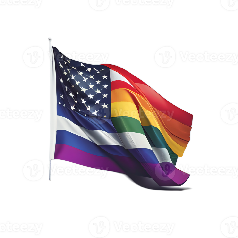 Verenigde Staten van Amerika lgbtq vlag illustratie met transparant achtergrond, ai gegenereerd png