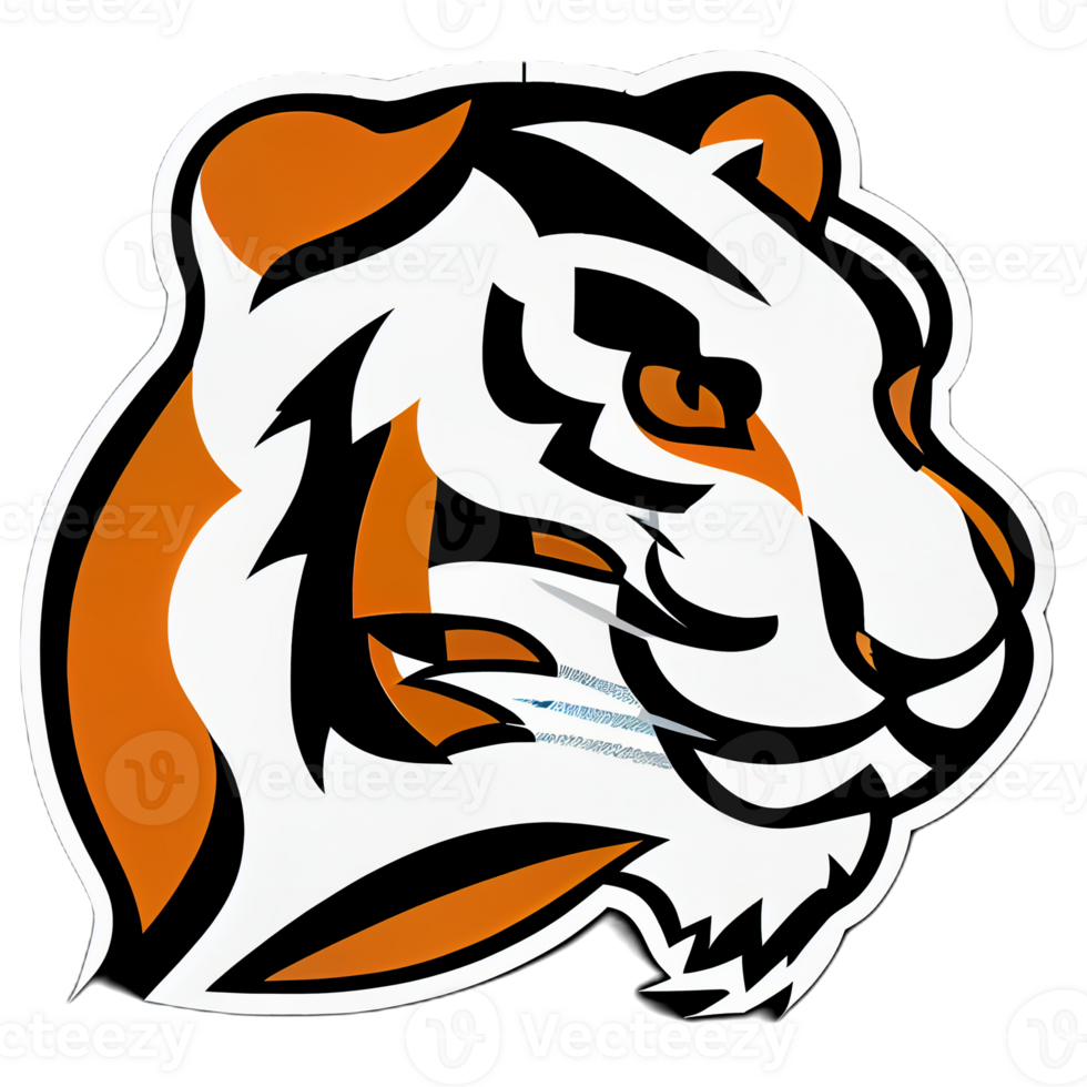 Tiger logo, simple and colorful illustration, transparent background, png