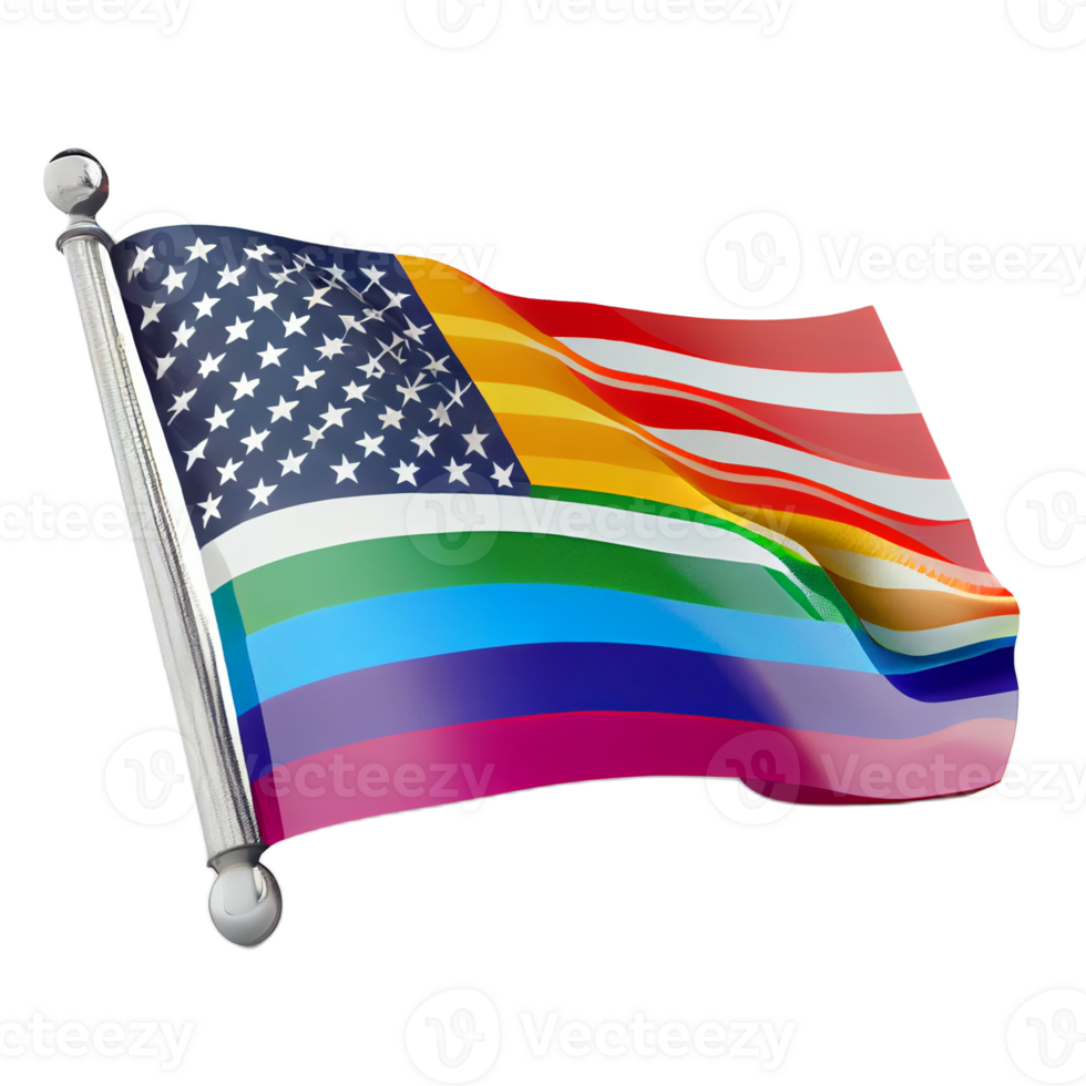 USA LGBTQ Flag illustration with transparent background, png