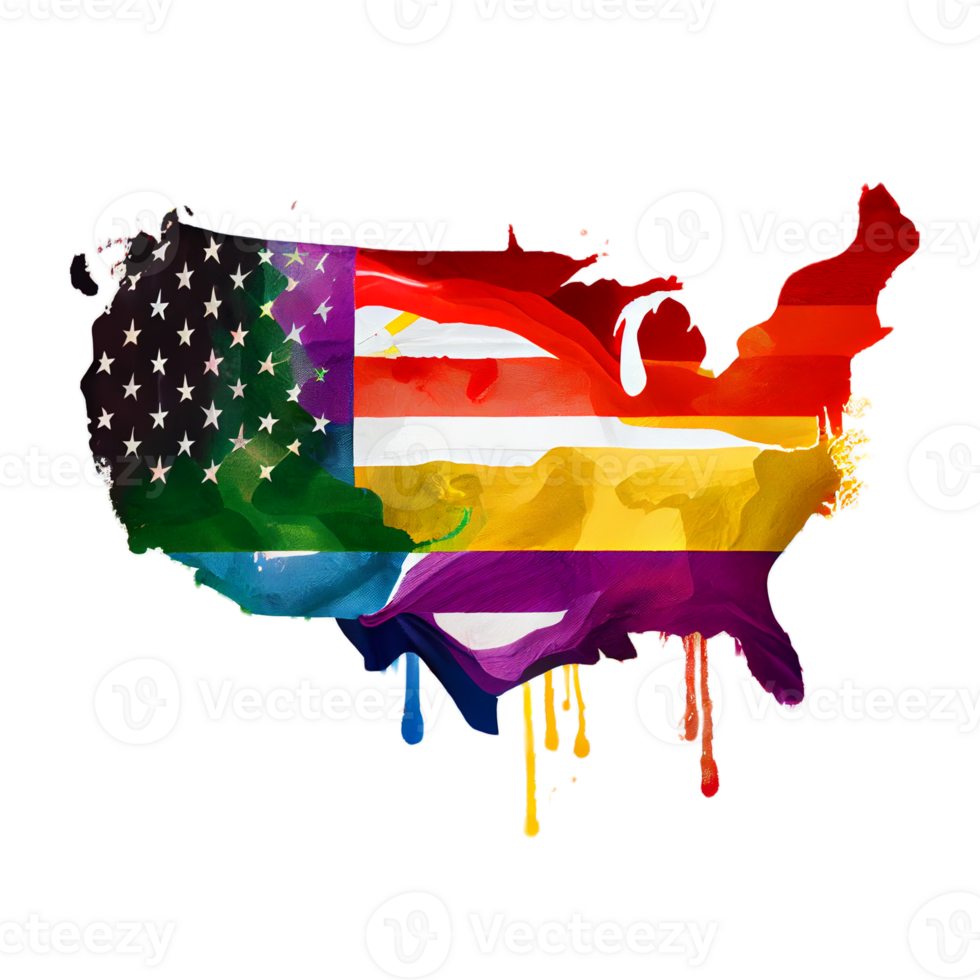 USA lgbtq flagga illustration med transparent bakgrund, ai genererad png