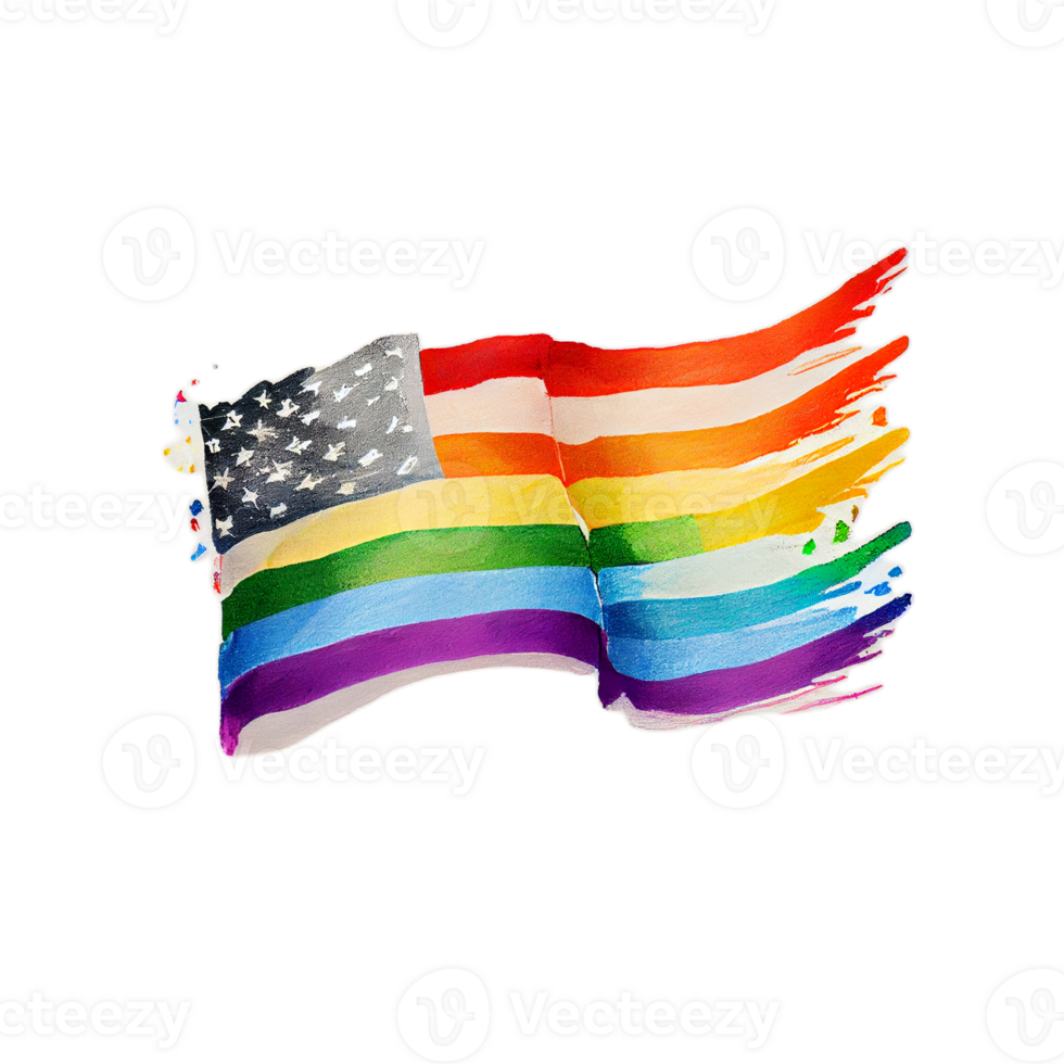 USA LGBTQ Flag illustration with transparent background, png