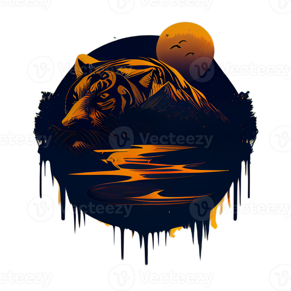 Tigre logo, sencillo y vistoso ilustración, transparente fondo, ai generado png