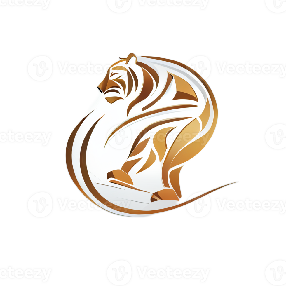 Tiger logo, simple and colorful illustration, transparent background, png