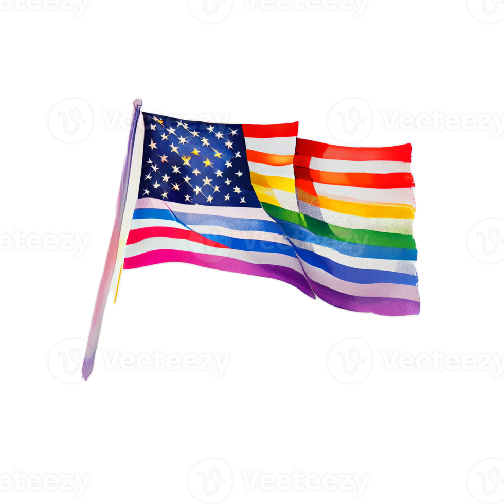 USA LGBTQ Flag illustration with transparent background, png