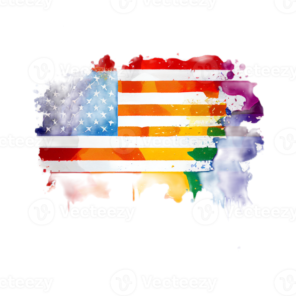 USA lgbtq flagga illustration med transparent bakgrund, ai genererad png