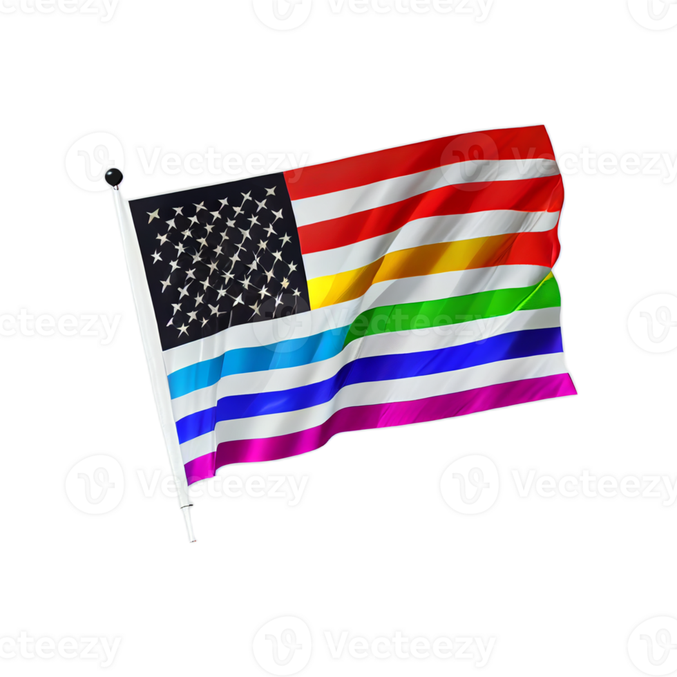 USA LGBTQ Flag illustration with transparent background, png