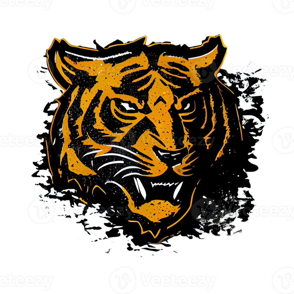 Tigre logo, sencillo y vistoso ilustración, transparente fondo, ai generado png