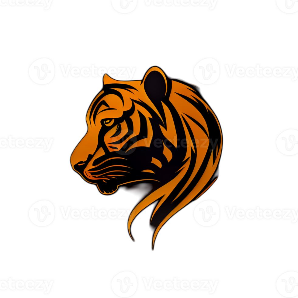 Tiger logo, simple and colorful illustration, transparent background, png