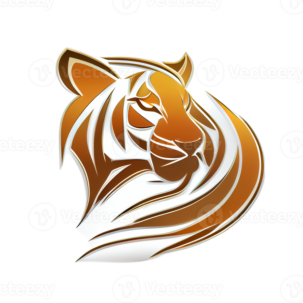 Tiger logo, simple and colorful illustration, transparent background, png