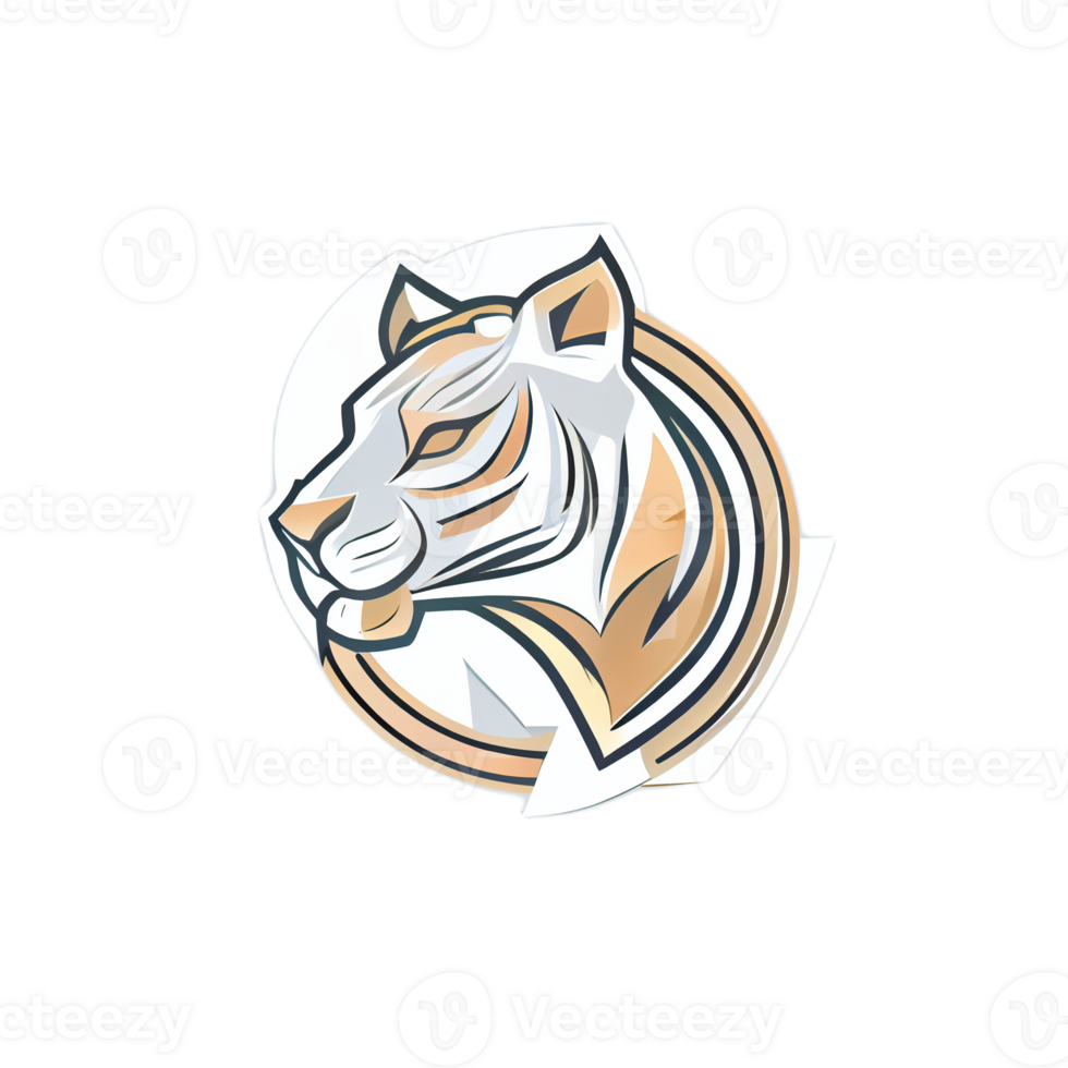 Tiger logo, simple and colorful illustration, transparent background, png