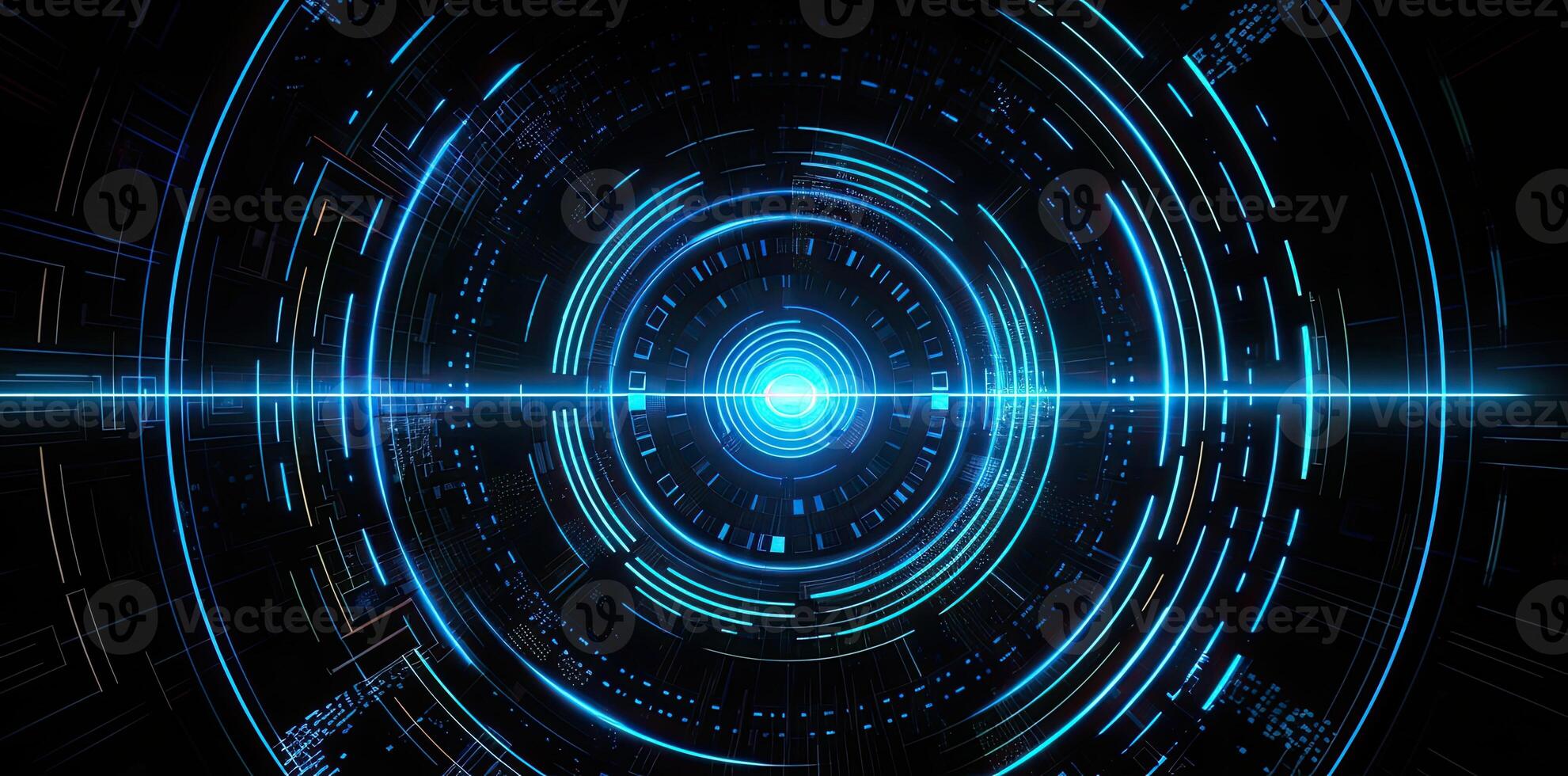 modern technology circle background or abstract image, blueprint, circuitry, light navy and sky-blue, Illustration photo