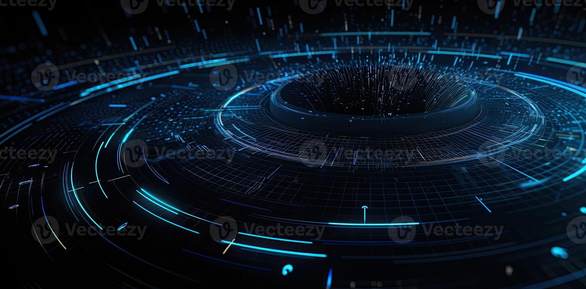 modern technology circle background or abstract image, blueprint, circuitry, light navy and sky-blue, Illustration photo