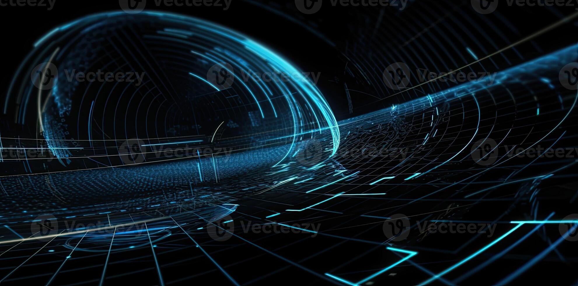 modern technology circle background or abstract image, blueprint, circuitry, light navy and sky-blue, Illustration photo