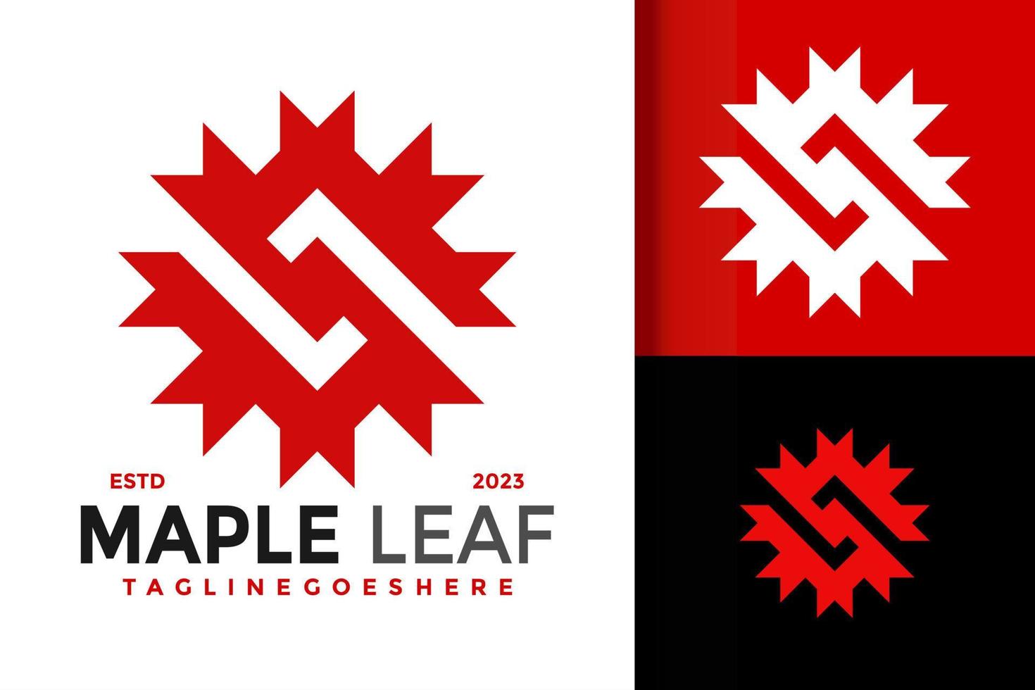 Letter S Red Maple Leaf logo vector icon illustration
