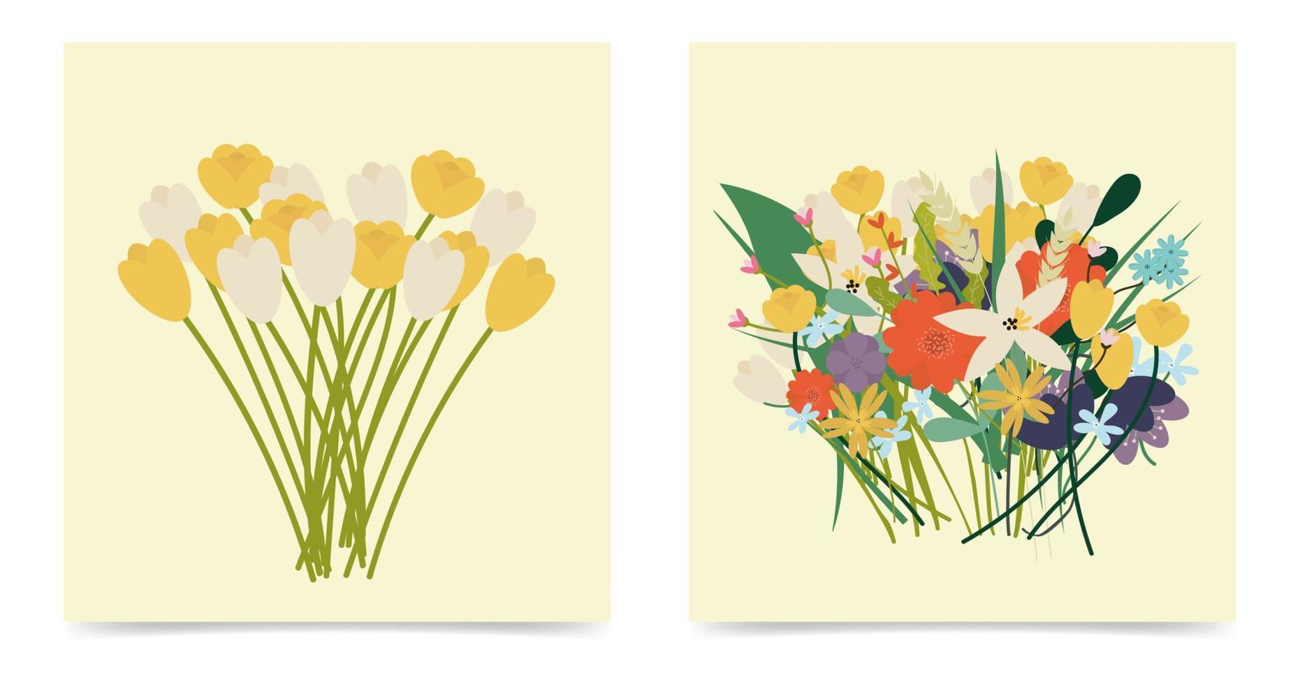 wild flowers cards vector