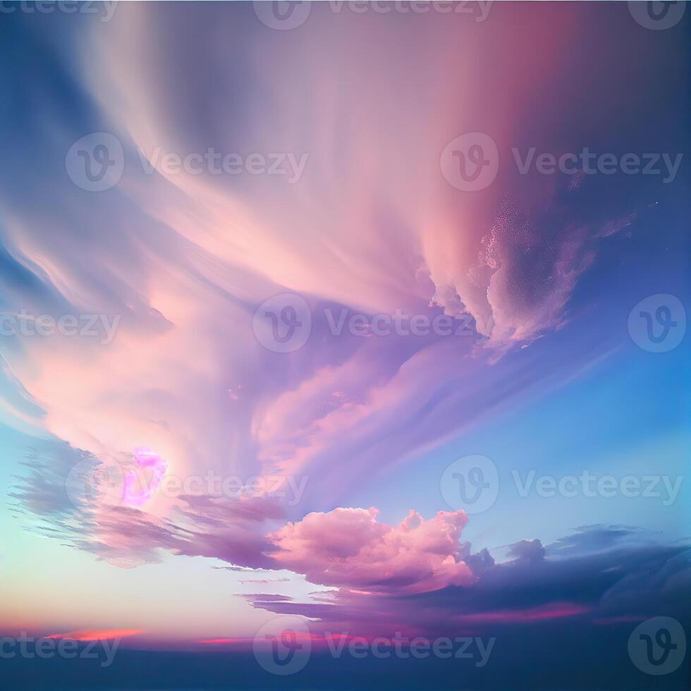 Beautiful sky with clouds. Beautiful sky with clouds and sunlight. Pink and golden cloud background of the sky with clouds at sunset. . photo