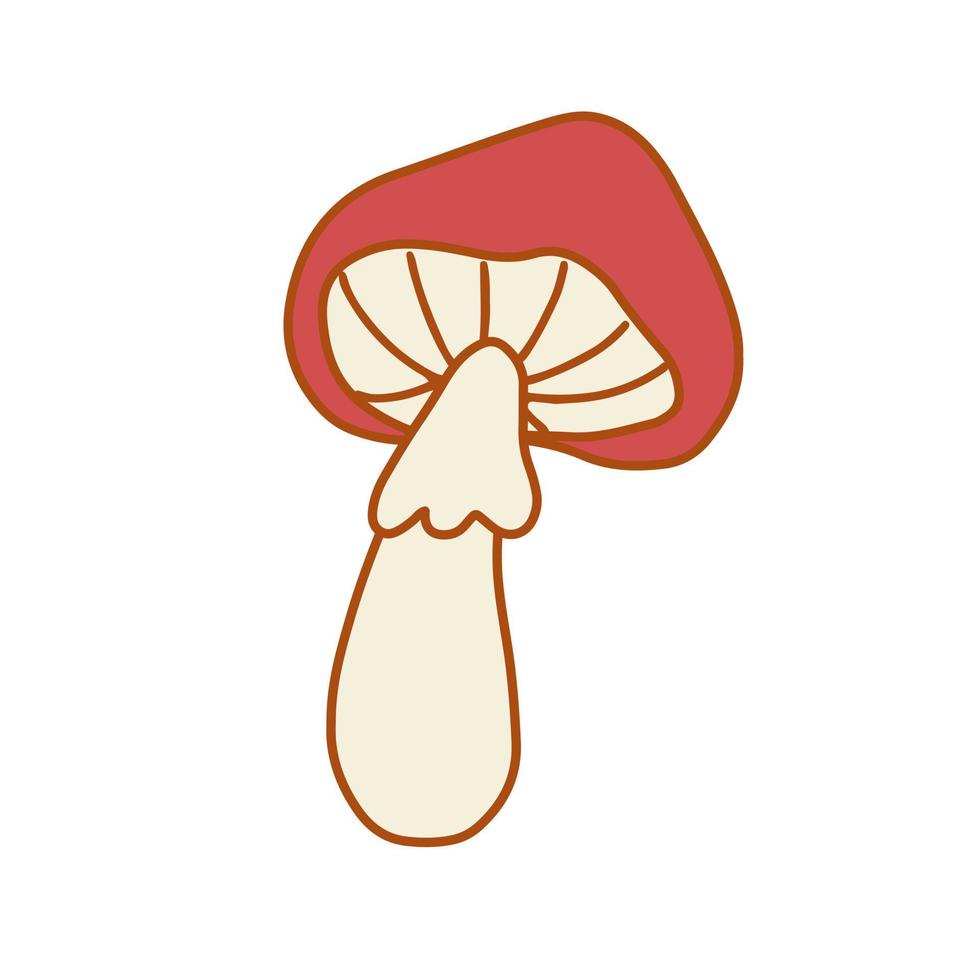 Mushroom in the style of the 70s. Psychedelic abstract hippie style. vector