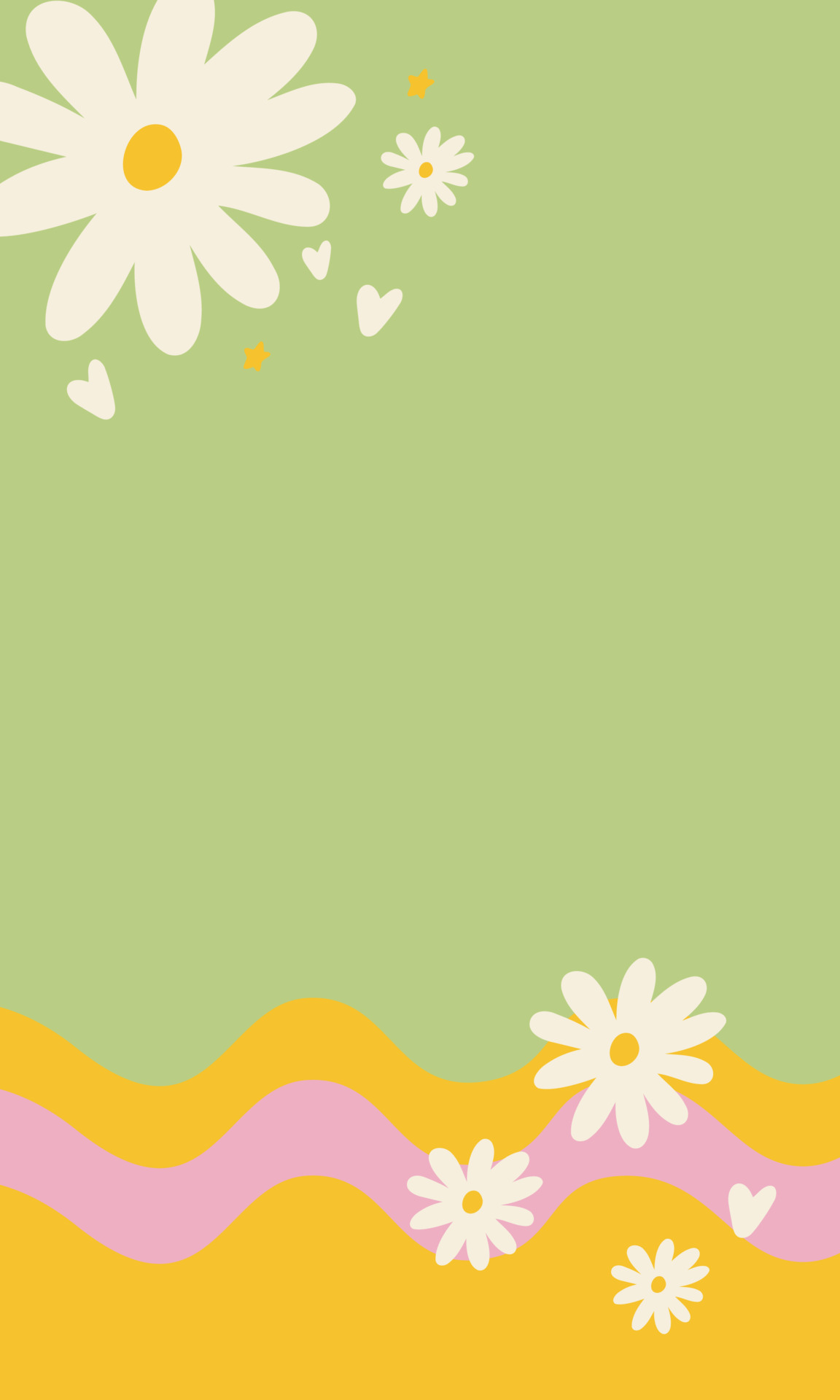Vintage groovy pastel retro vertical background with flowers. Cute