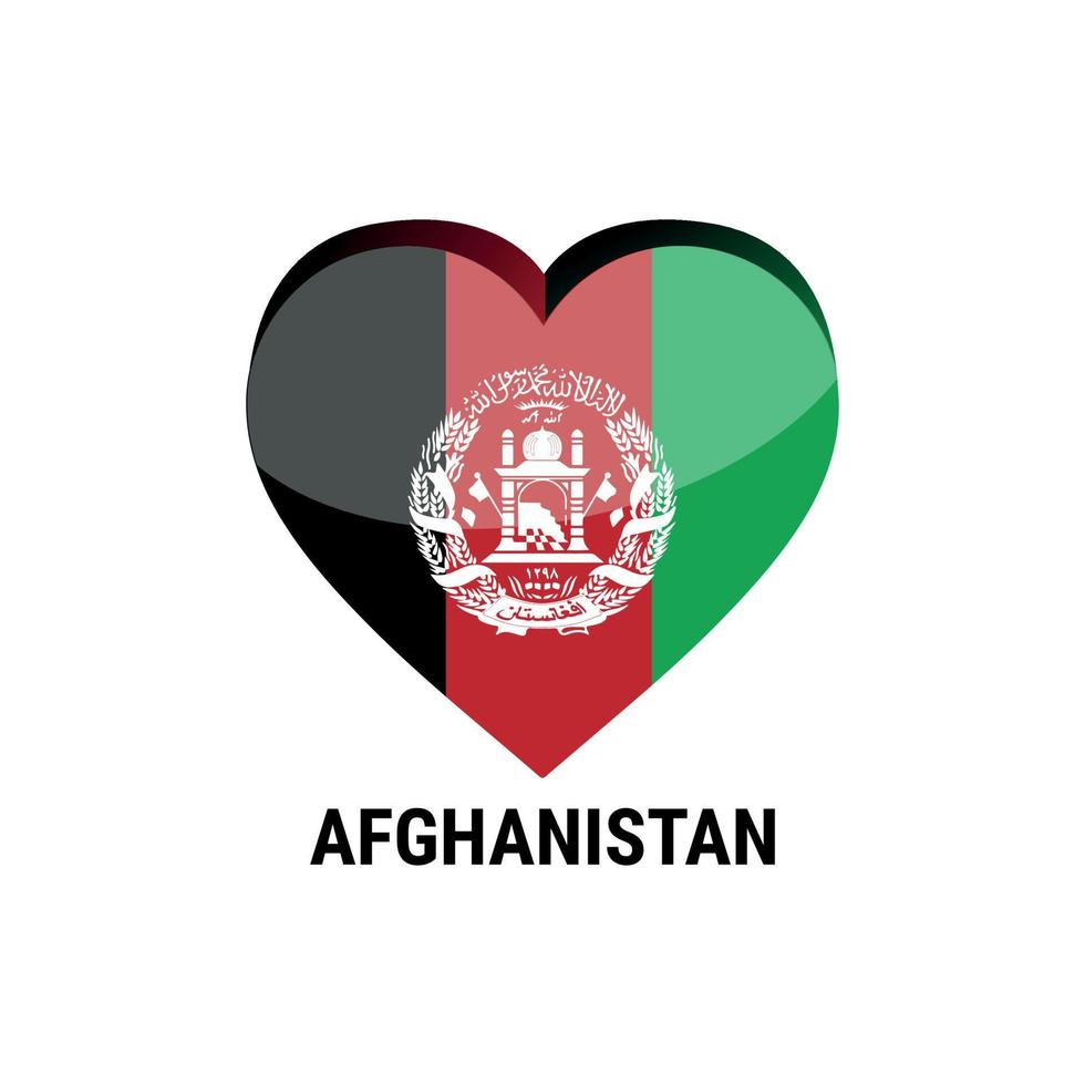 Afghanistan Flag 3D Heart Shape vector