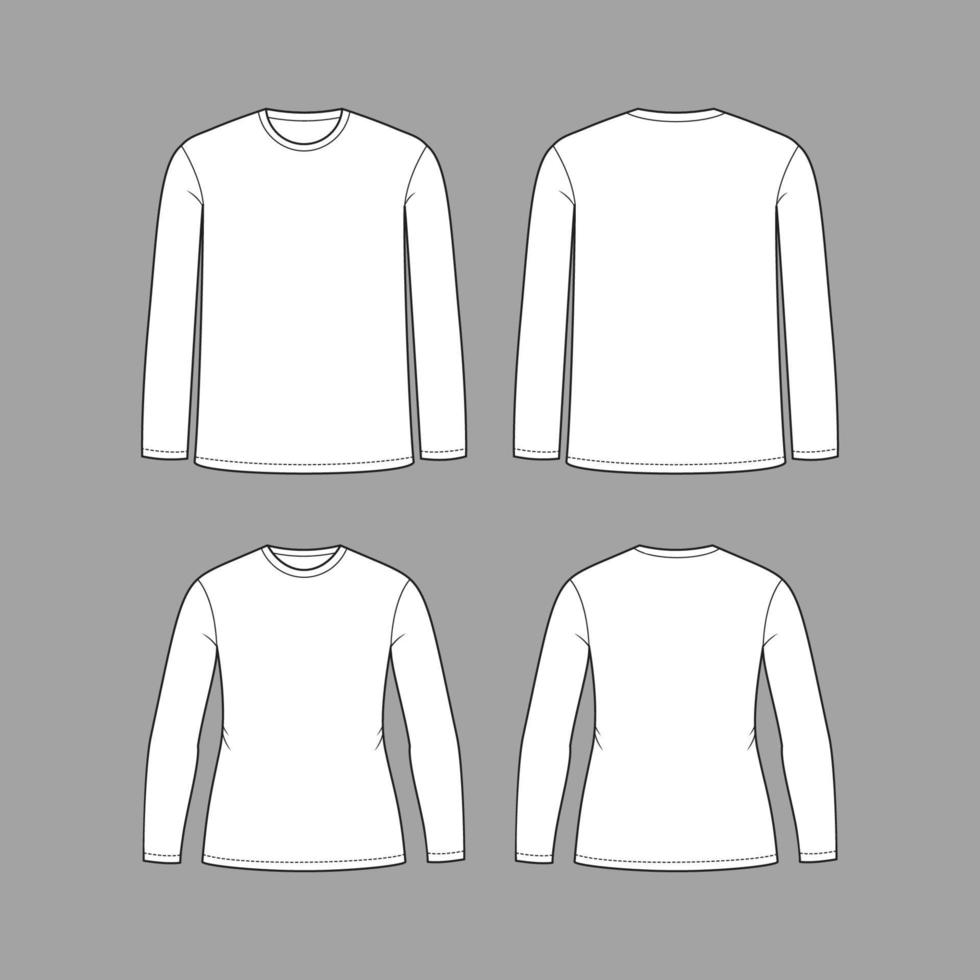 2d contorno blanco largo manga camiseta vector