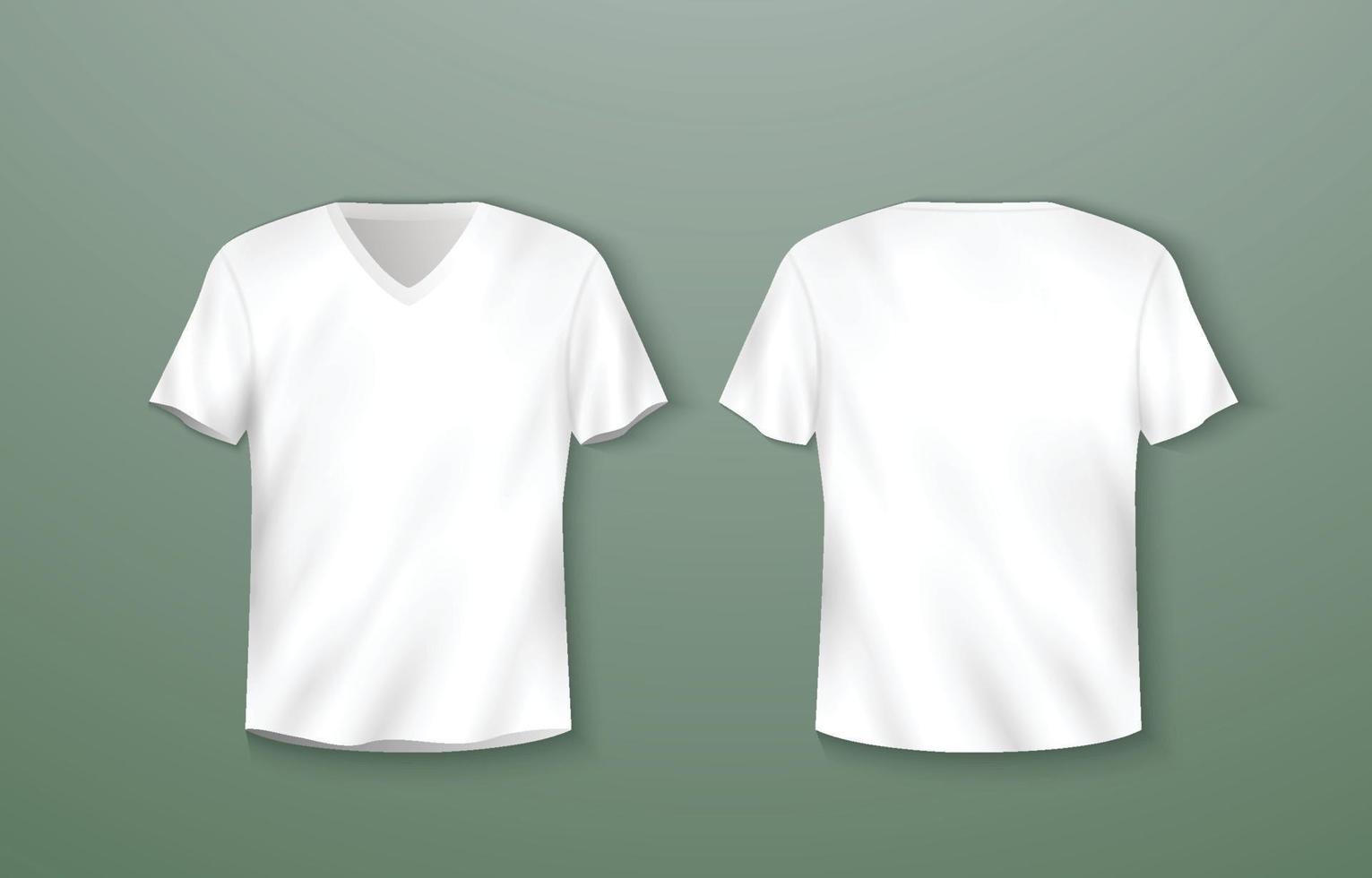 3D White V-Neck  T-shirt Mockup vector