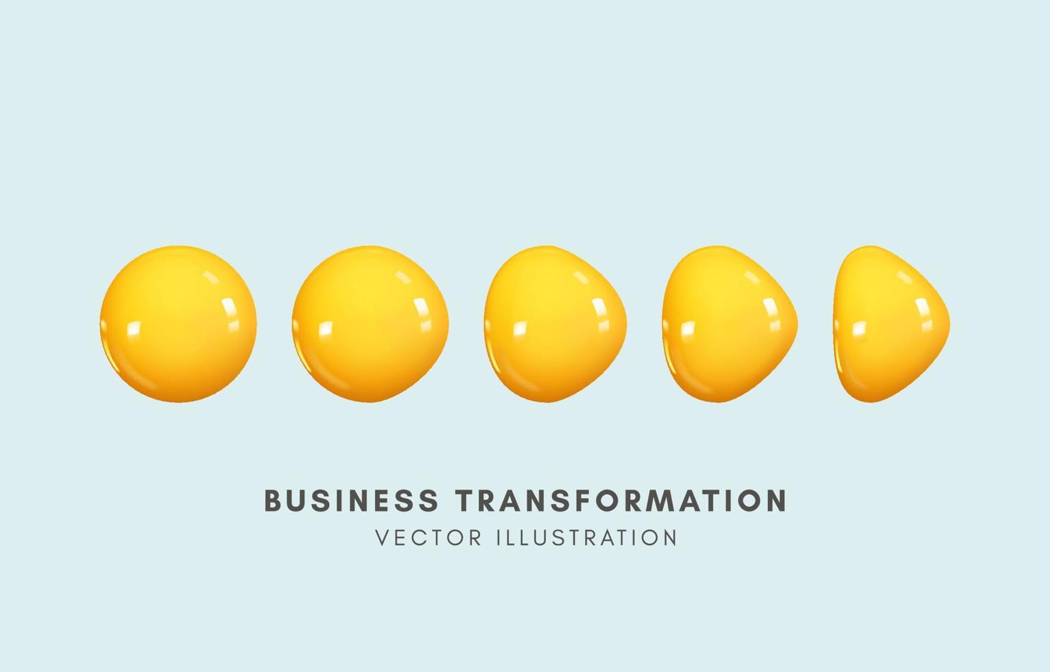 3D change of shape from sphere to triangle, Business transformation, development in organization for success better concept, Vector illustration.