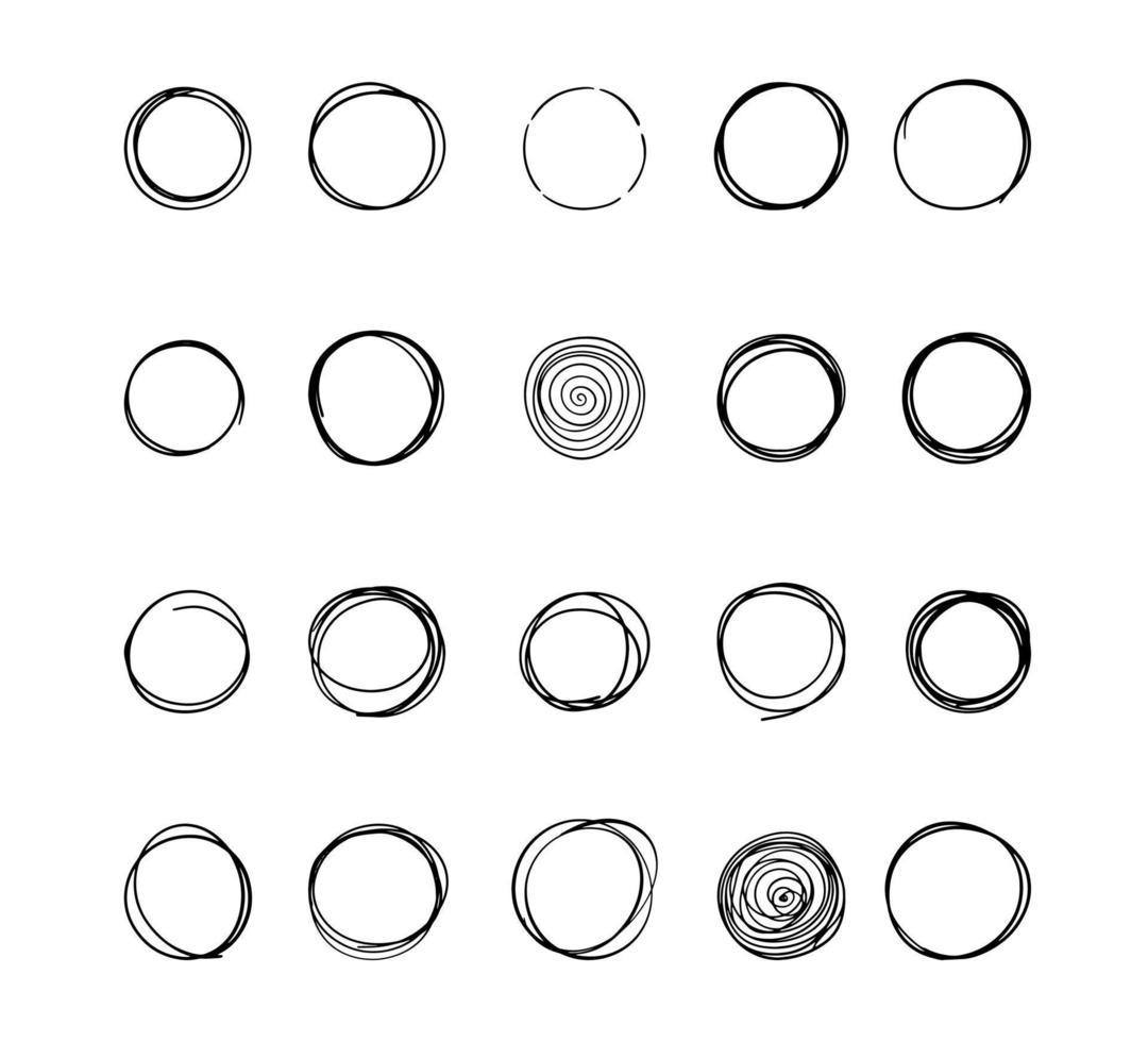 Hand Drawn Circle Line Vector Set