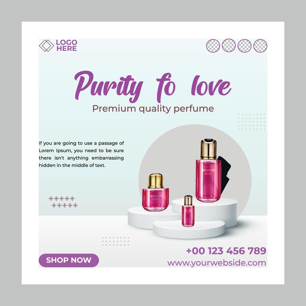 Premium quality Perfume- social media post template. Suitable for social media posts and web or internet ads. Vector illustration with Photo College.