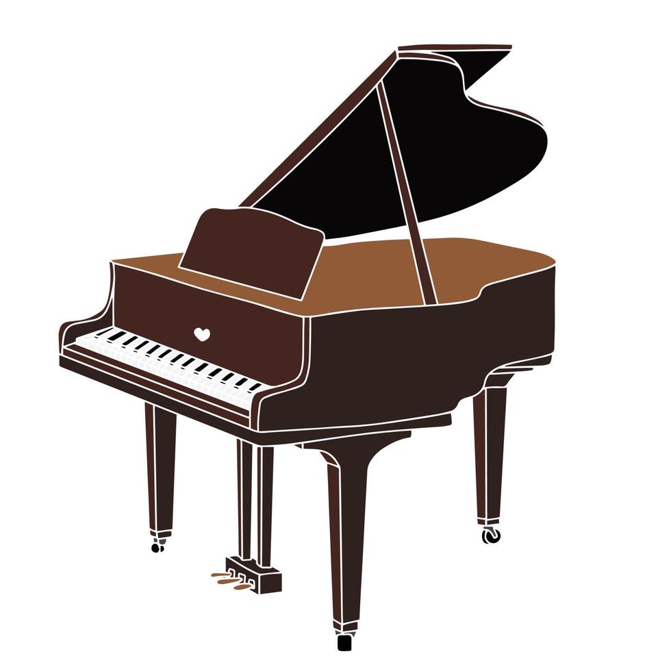 Piano hand drawn abstract illustration with color. vector