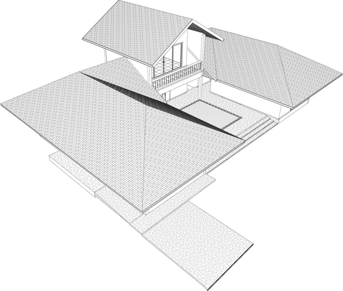 3D illustration of building project vector