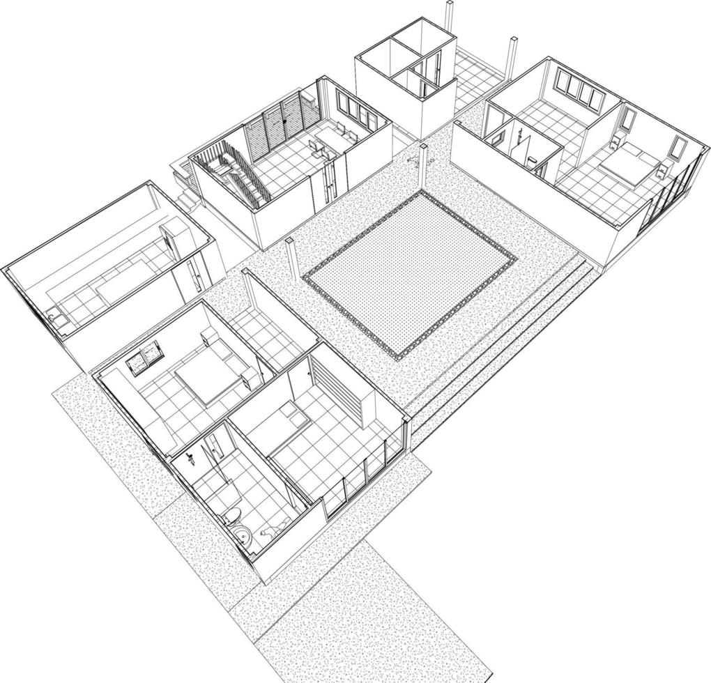 3D illustration of building project vector